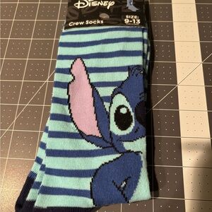 Disney Blue and Navy Stitch Crew Socks. 9-13